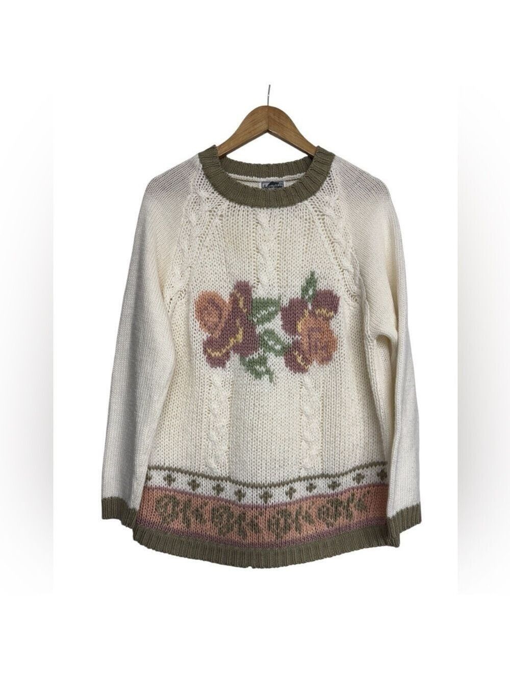 Chunky Knit Floral Sweater by Andrew St. John – Vintage Cottagecore Aesthetic